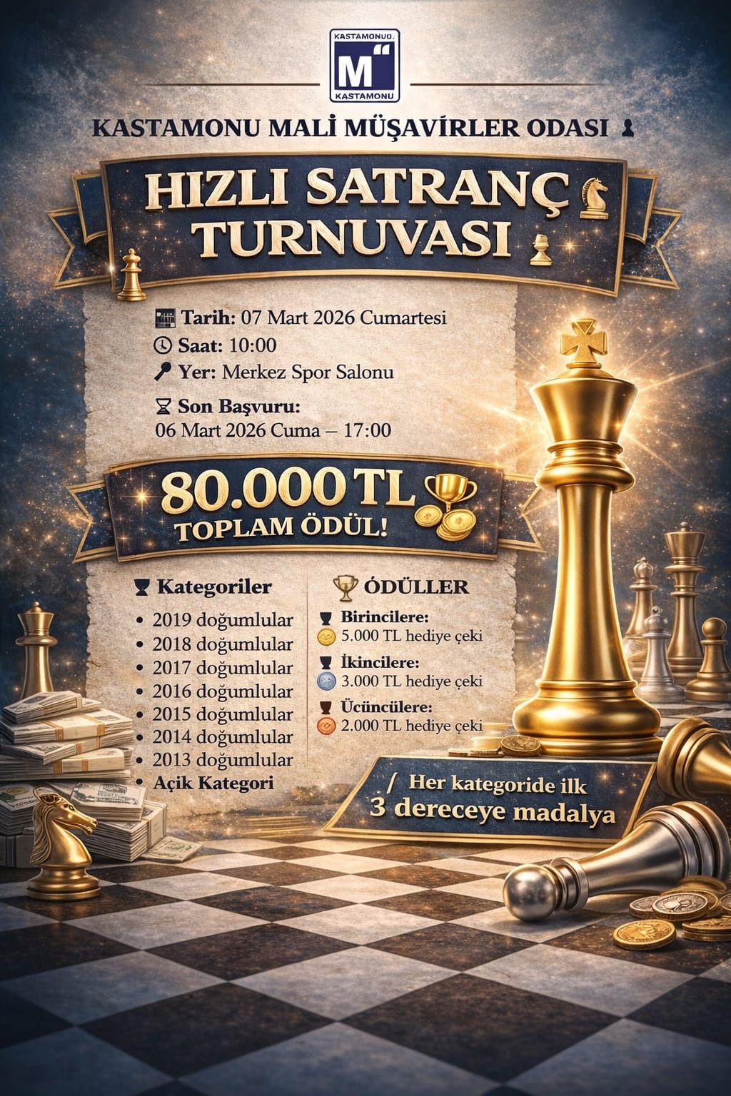 Kastamonu Mali Müşavirler Odası Hızlı Satranç Turnuvası