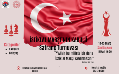 Kütahya İstiklal Marşının Kabulü ve Mehmet Akif Ersoy'u Anma Satranç Turnuvası
